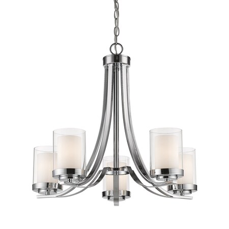 Z-Lite Willow 5 Light Chandelier, Chrome & Clear Outside with Matte Opal Inside 426-5-CH